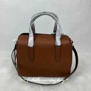 Fossil Sydney Satchel Crossbody Handbag Medium In Leather/Gold/Brown NWT